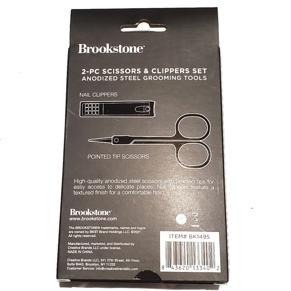NIB Brookstone 2 Piece Scissor & Nail Clippers Set Anodized Steel Grooming Tools - Picture 3 of 3